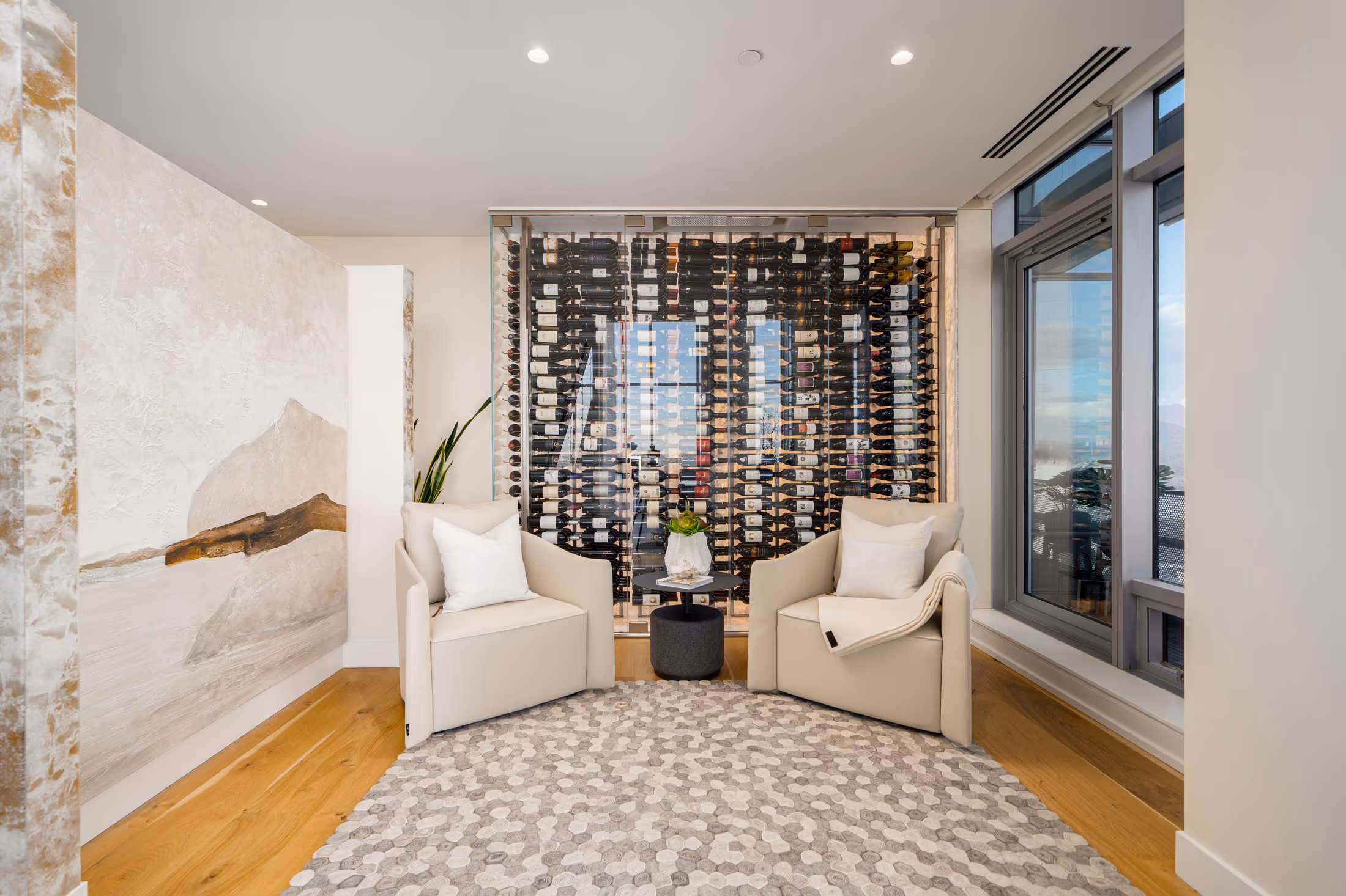 Professionally staged Vancouver living space with layered neutral furniture